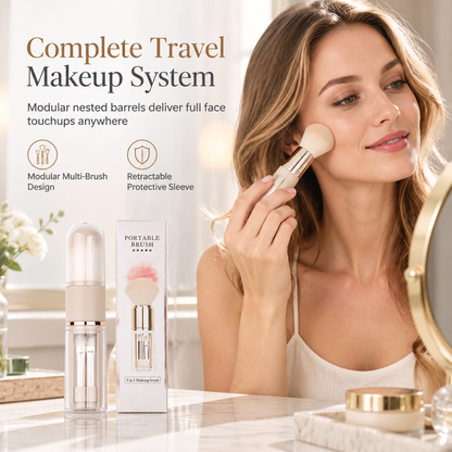 🖌️LAST DAY SALE 60% OFF !!📢Portable Retractable Makeup Brush Set Multifunctional Travel Cosmetic Tool with Powder Blush and Silicone Lip Brush