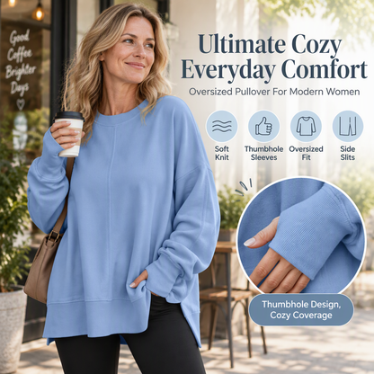 ⏳LAST DAY SALE 60% OFF !!📢Women's Loose Crewneck Side Slit Sweatshirt