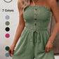 💃🌺Summer Hot Sale 60% OFF💐Women's Strapless Frill Trim Shirred Tie Front Wide Leg Tube Romper