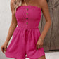 💃🌺Summer Hot Sale 60% OFF💐Women's Strapless Frill Trim Shirred Tie Front Wide Leg Tube Romper