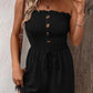 💃🌺Summer Hot Sale 60% OFF💐Women's Strapless Frill Trim Shirred Tie Front Wide Leg Tube Romper