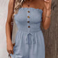 💃🌺Summer Hot Sale 60% OFF💐Women's Strapless Frill Trim Shirred Tie Front Wide Leg Tube Romper